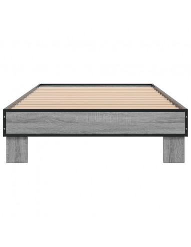 Giroletto Grigio Sonoma 90x190cm in Legno Multistrato e Metallo