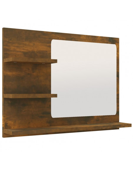 Specchio da Bagno Rovere Fumo 60x10,5x45cm in Legno Multistrato