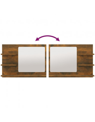 Specchio da Bagno Rovere Fumo 60x10,5x45cm in Legno Multistrato