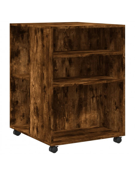 Tavolino con Ruote Rovere Fumo 55x60x78 cm in Truciolato