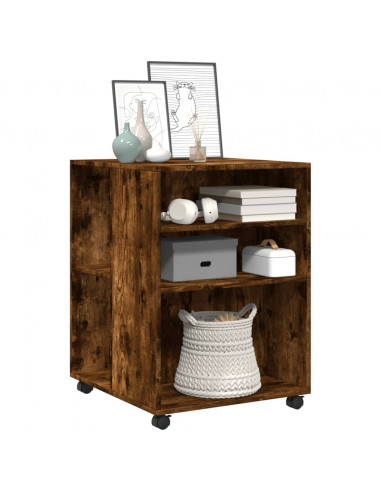 Tavolino con Ruote Rovere Fumo 55x60x78 cm in Truciolato