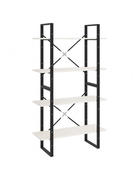 Libreria a 4 Ripiani Bianca 80x30x140 cm in Massello di Pino