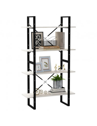 Libreria a 4 Ripiani Bianca 80x30x140 cm in Massello di Pino