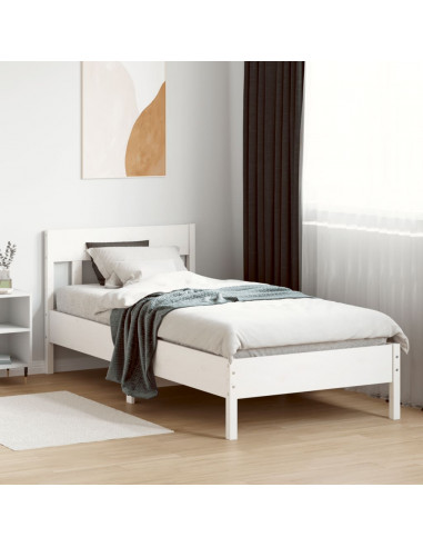 Giroletto con Testiera Bianco 100x200 cm Legno Massello di Pino