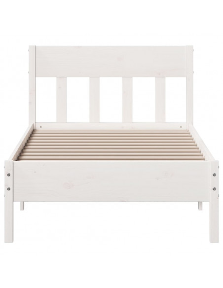 Giroletto con Testiera Bianco 100x200 cm Legno Massello di Pino