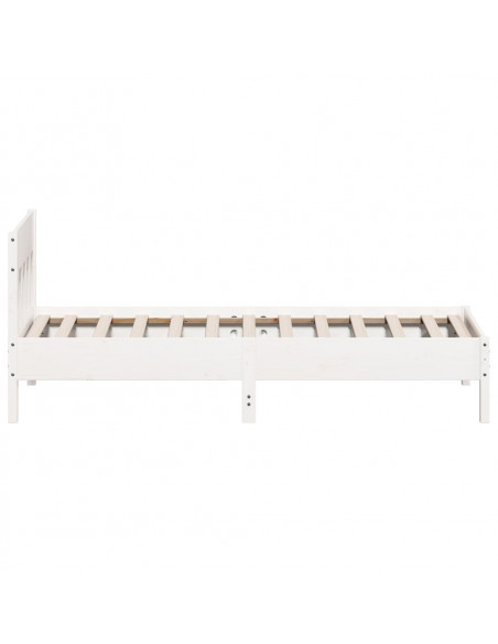 Giroletto con Testiera Bianco 100x200 cm Legno Massello di Pino