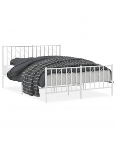 Giroletto con Testiera e Pediera Metallo Bianco 140x190 cm 2