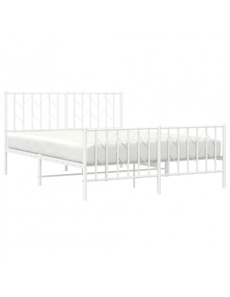 Giroletto con Testiera e Pediera Metallo Bianco 140x190 cm
