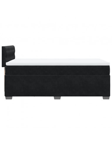 Letto a Molle con Materasso Nero Singolo in Velluto