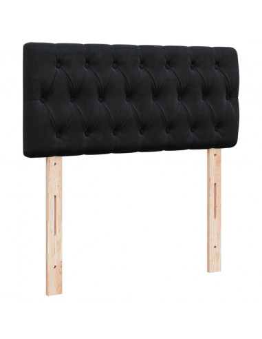 Letto a Molle con Materasso Nero Singolo in Velluto