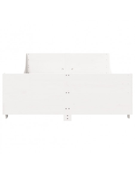 Giroletto con Testiera Bianco 160x200 cm Legno Massello di Pino