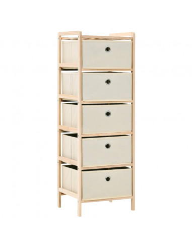 Scaffali con 5 Cesti in Tessuto 2 pz in Legno di Cedro Beige