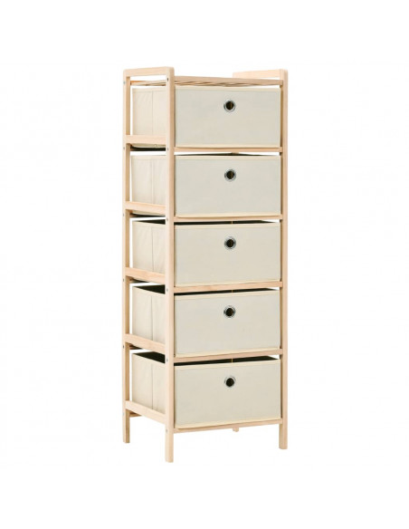 Scaffali con 5 Cesti in Tessuto 2 pz in Legno di Cedro Beige