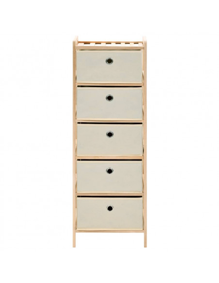 Scaffali con 5 Cesti in Tessuto 2 pz in Legno di Cedro Beige