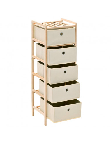 Scaffali con 5 Cesti in Tessuto 2 pz in Legno di Cedro Beige