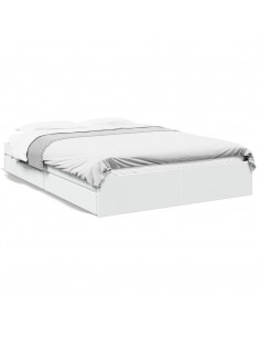 Giroletto con Cassetti Bianco 160x200 cm in Legno Multistrato 2