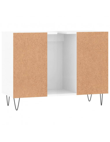 Armadietto Bagno Bianco Lucido 80x33x60cm in Legno Multistrato