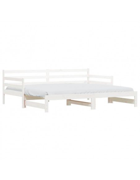 Divano Letto con Letto Estraibile Bianco 90x200cm Massello Pino