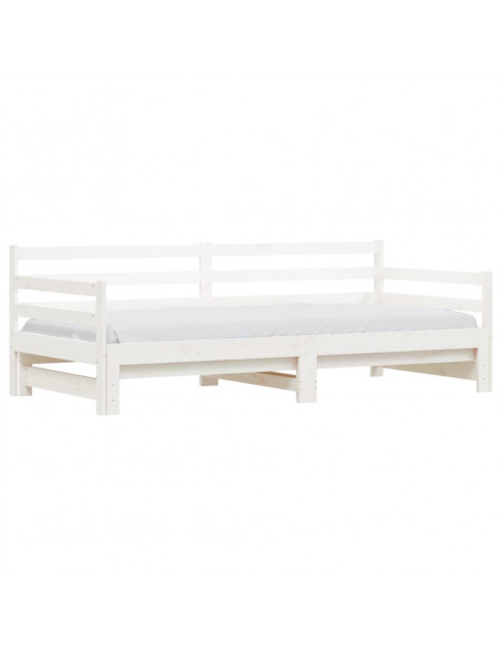 Divano Letto con Letto Estraibile Bianco 90x200cm Massello Pino