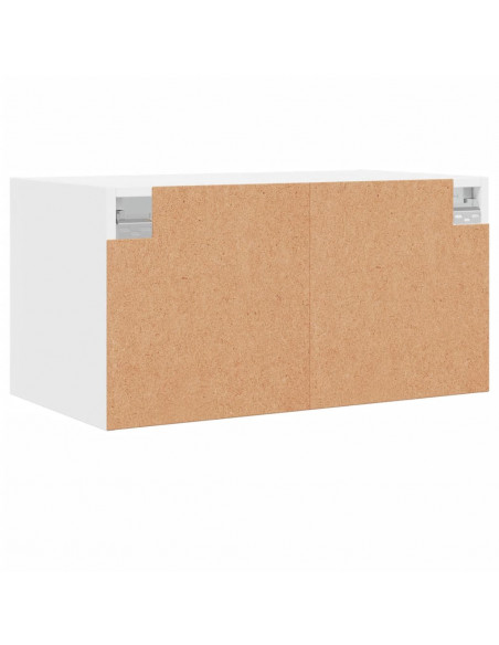 Mobile a Muro con Ante in Vetro Bianco 68,5x37x35 cm