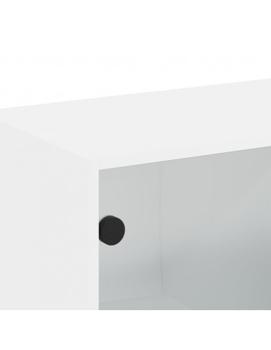 Mobile a Muro con Ante in Vetro Bianco 68,5x37x35 cm