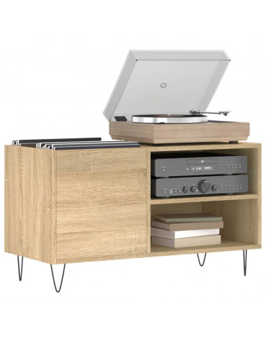 Mobile Porta Dischi Rovere Sonoma 85x38x48 cm Legno Multistrato