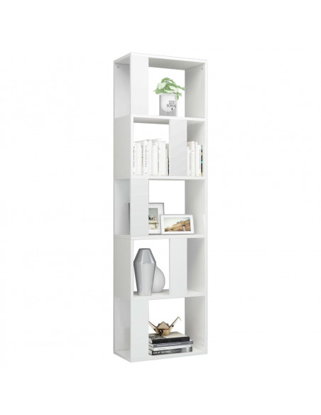 Libreria/Divisorio Bianco Lucido 45x24x159 cm Legno Multistrato