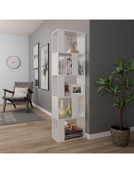 Libreria/Divisorio Bianco Lucido 45x24x159 cm Legno Multistrato