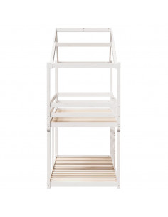 Letto a Castello con Tetto Bianco 80x200 cm Legno Massello Pino 2