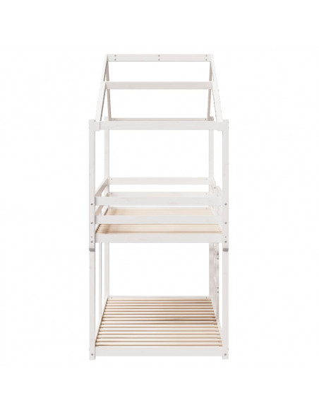 Letto a Castello con Tetto Bianco 80x200 cm Legno Massello Pino