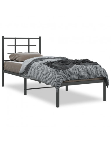 Giroletto con Testiera in Metallo Nero 75x190 cm