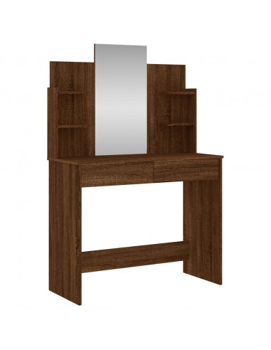 Toeletta con Specchio Rovere Marrone 96x39x142 cm