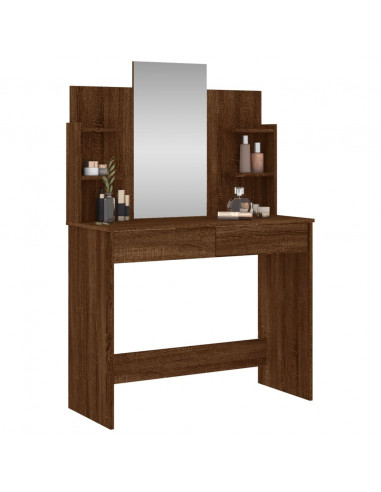 Toeletta con Specchio Rovere Marrone 96x39x142 cm