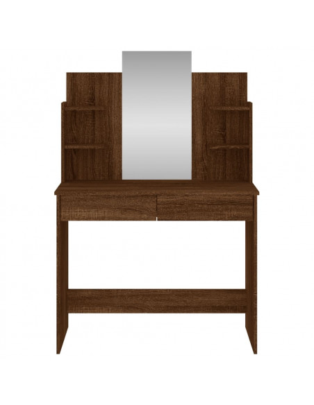 Toeletta con Specchio Rovere Marrone 96x39x142 cm