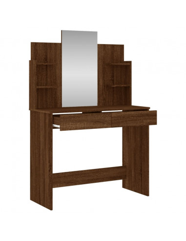 Toeletta con Specchio Rovere Marrone 96x39x142 cm