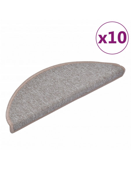 Tappetini per scale 10 pz 65x24x4 cm Marrone chiaro Semicircolari Grandi