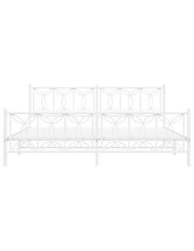 Giroletto con Testiera e Pediera Metallo Bianco 200x200 cm