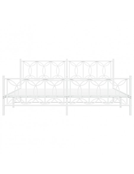Giroletto con Testiera e Pediera Metallo Bianco 200x200 cm