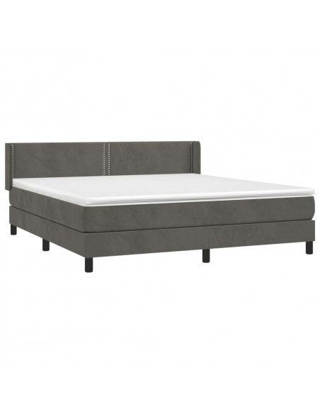 Giroletto a Molle con Materasso Grigio Scuro 160x200 cm Velluto