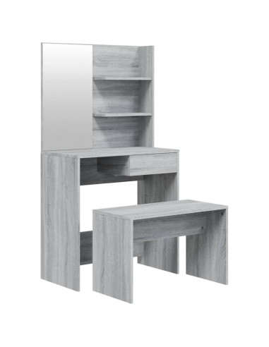 Set Tavolo da Toeletta Grigio Sonoma 74,5x40x141 cm