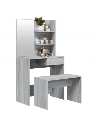 Set Tavolo da Toeletta Grigio Sonoma 74,5x40x141 cm