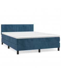 Giroletto a Molle con Materasso Blu Scuro 140x200 cm in Velluto 2