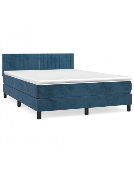 Giroletto a Molle con Materasso Blu Scuro 140x200 cm in Velluto