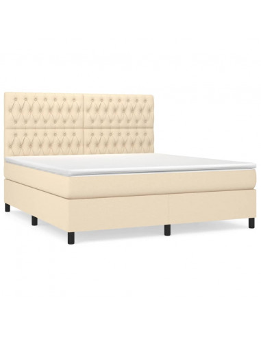 Giroletto a Molle con Materasso Crema 180x200 cm in Tessuto