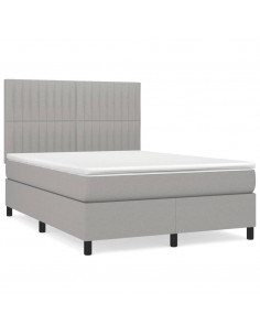 Giroletto a Molle con Materasso Grigio Chiaro 140x190cm Tessuto 2