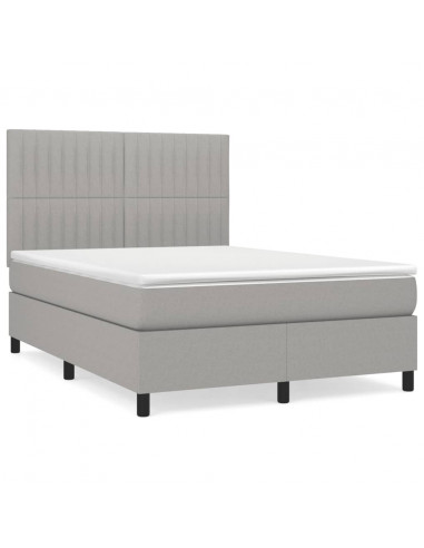 Giroletto a Molle con Materasso Grigio Chiaro 140x190cm Tessuto