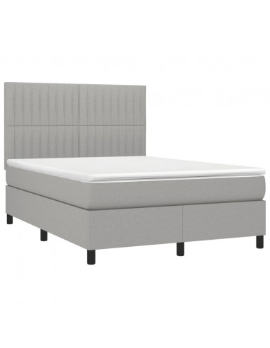 Giroletto a Molle con Materasso Grigio Chiaro 140x190cm Tessuto