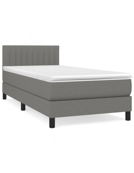 Giroletto a Molle con Materasso Grigio Scuro 90x190 cm Tessuto