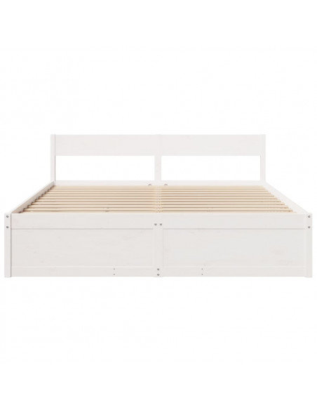 Giroletto con Cassetti Bianco 180x200 cm Legno Massello di Pino