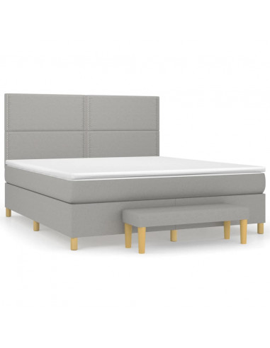 Giroletto a Molle con Materasso Grigio Chiaro180x200 cm Tessuto